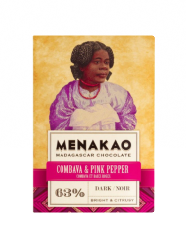 Chocolat noir 63% – Combava et Baies Roses – Menakao