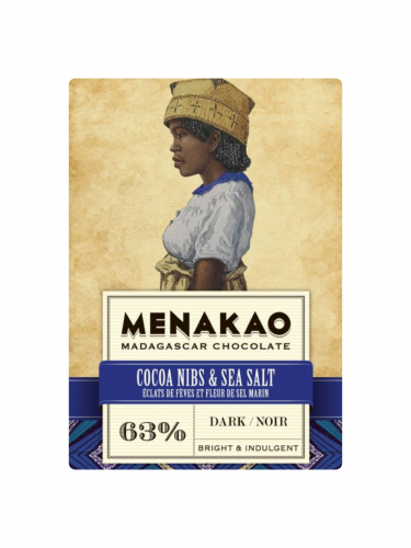 Chocolat noir 63% – Éclats de Fèves et Fleur de Sel marin – Menakao