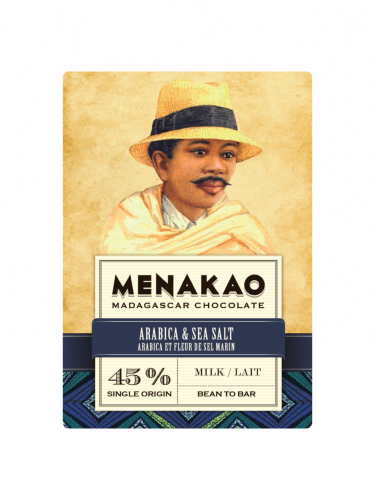 Chocolat au lait 45% – Arabica et fleur de sel Marin – Menakao