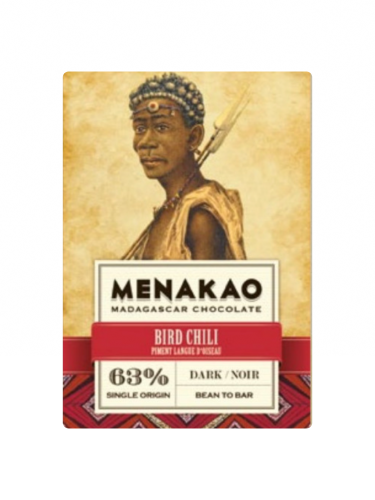 Chocolat noir 63% – Piment Langue d&rsquo;oiseau – Menakao