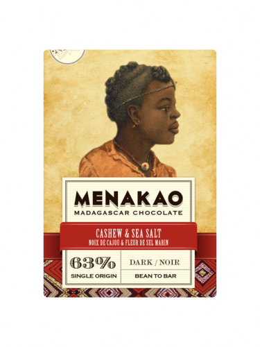 Chocolat noir 63% – Noix de cajou et fleur de Sel marin – Menakao