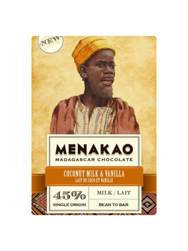 Chocolat au lait 45% – Lait de Coco et Vanille – MENAKAO