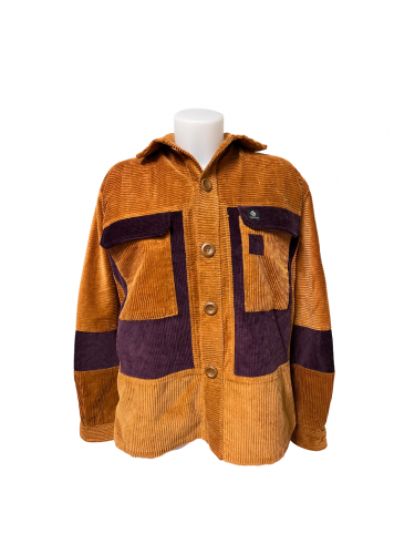 Veste en velours côtelé unisexe – Caramel/Violet