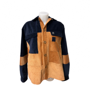 Veste en velours côtelé unisexe - Caramel / Bleu Marine