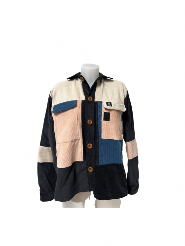 Veste en velours côtelé unisexe – Rose/Bleu/Crème